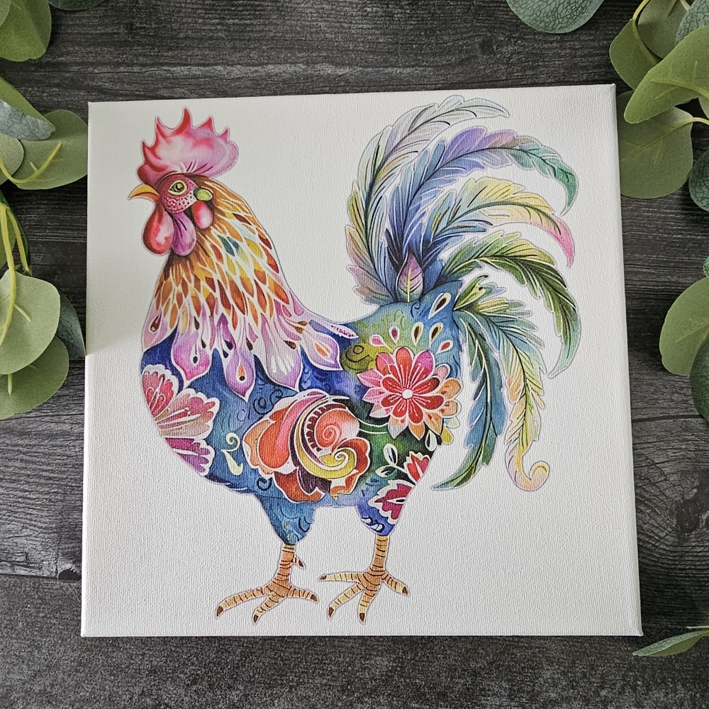 Colorful Rooster Canvas Art